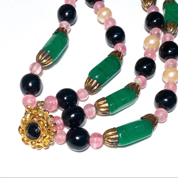 RARE! Vintage William De Lillo Beaded Double Strand Necklace